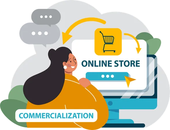 Girl doing online shopping  Illustration