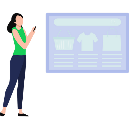 Girl doing online shopping  Illustration