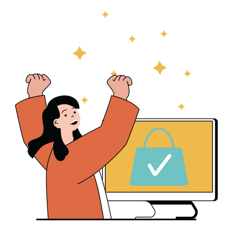 Girl doing online shopping  Illustration