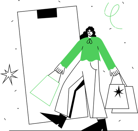 Girl doing online shopping  Illustration