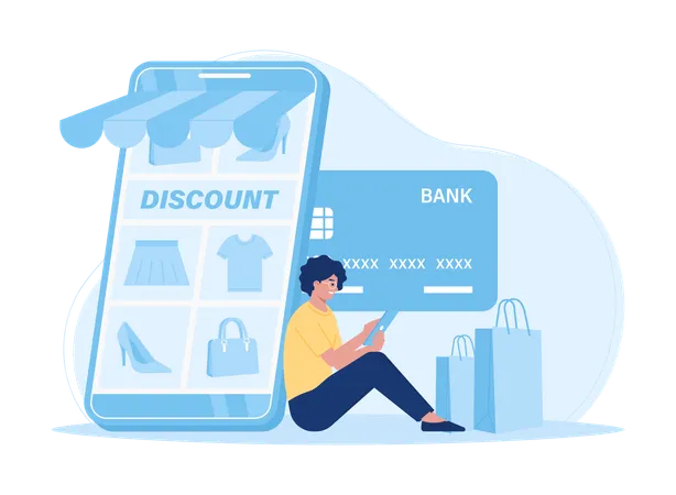 Online Shopping Payment Method Trending Concept Flat Illustration Illustration