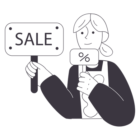 Girl doing online shopping sale marketing Illustration