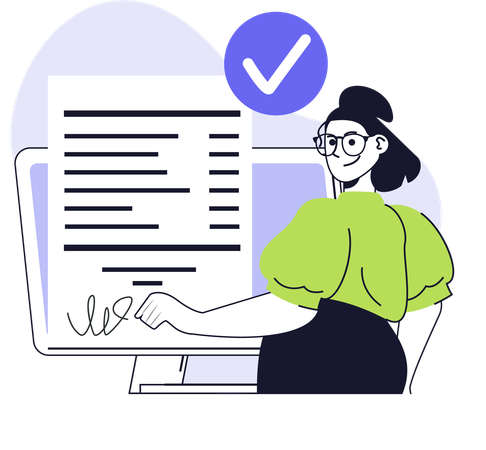 Girl doing online signature  Illustration
