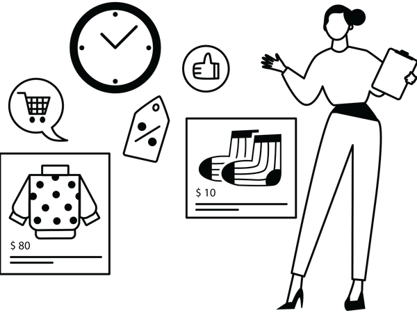Girl doing online store management  Illustration