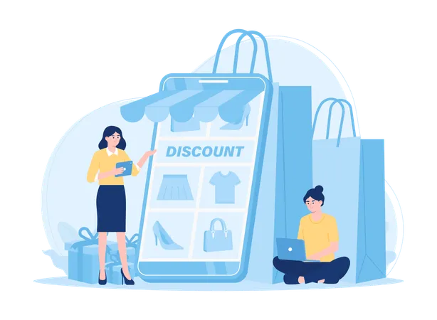 Online Store Promotion Discount Trending Concept Flat Illustration Illustration