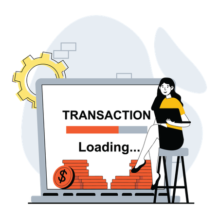 Girl doing online transaction process  Illustration