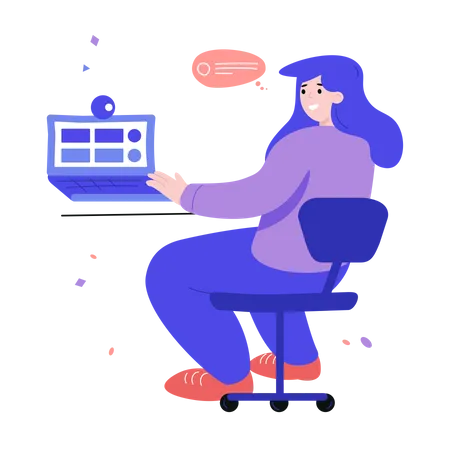 Girl doing online video communication  Illustration