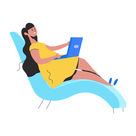 Girl doing Online Working  Illustration