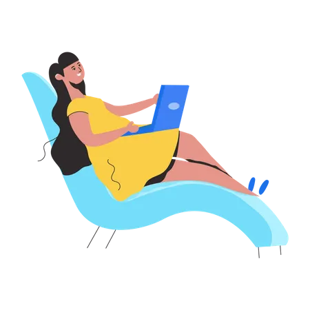 Girl doing Online Working  Illustration