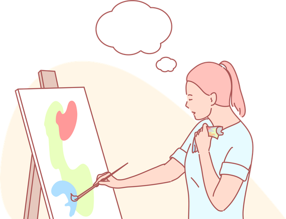 Girl doing painting  Illustration