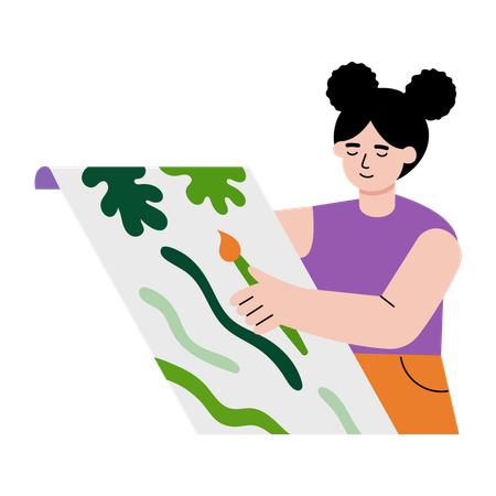 Girl doing painting  Illustration