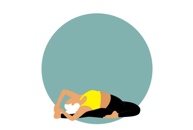 Girl doing parivrtta Janu Sirsasana  Illustration