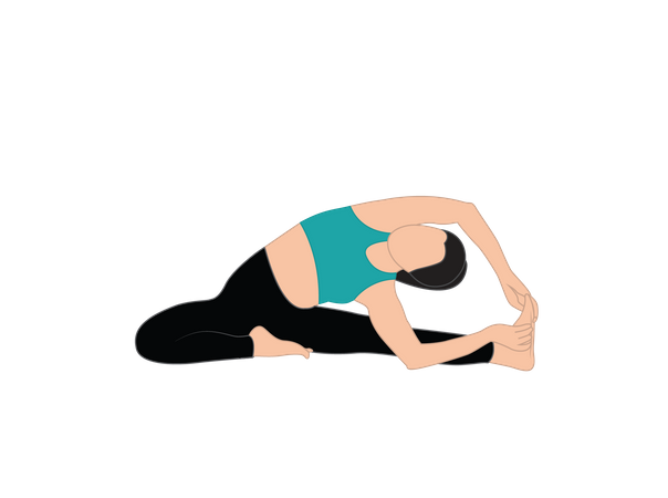 Girl doing parivrtta Janu Sirsasana  Illustration