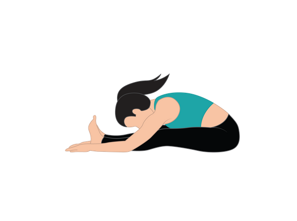 Girl doing paschimottanasana  Illustration