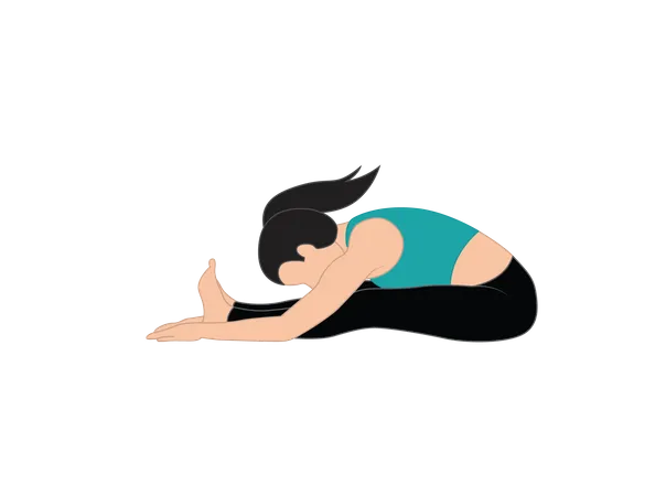 Girl doing paschimottanasana  Illustration