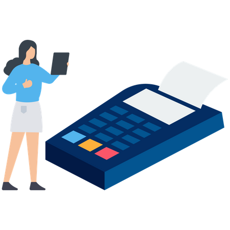 Girl Doing Payment Using Card Swipe Machine  Illustration