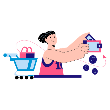 Girl doing payment via digital wallet Illustration
