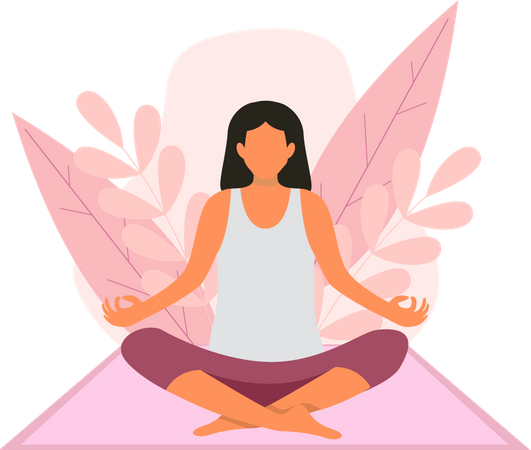 Girl doing peaceful meditation  Illustration