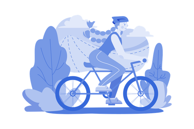 Girl doing physical workout by cycling  Illustration