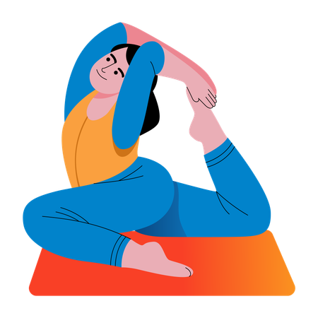 Girl doing pigeon pose  Illustration