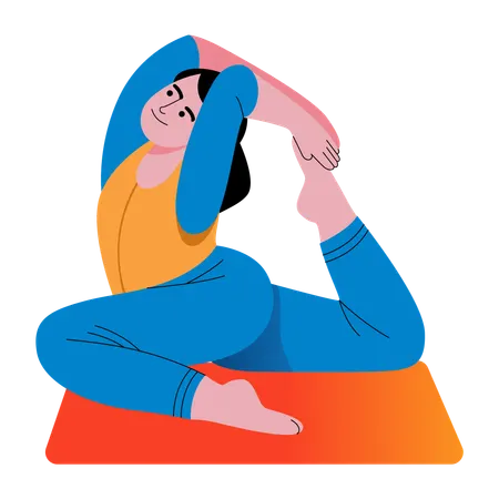 Girl doing pigeon pose  Illustration