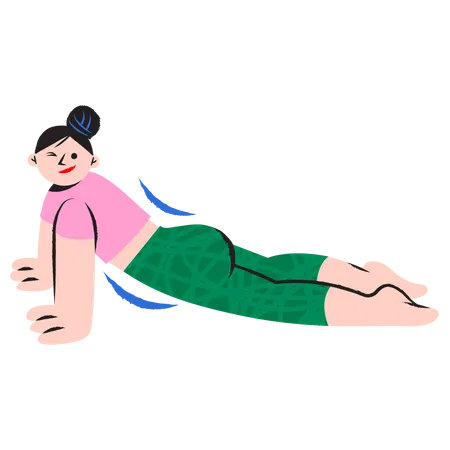 Girl doing plank  イラスト