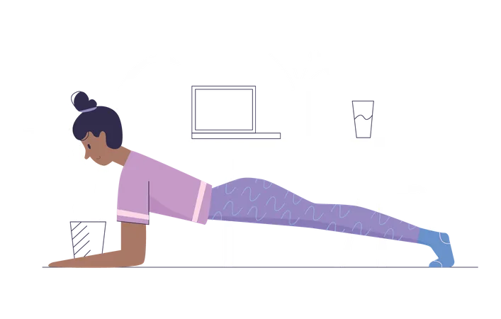 Girl doing plank exercise  Illustration