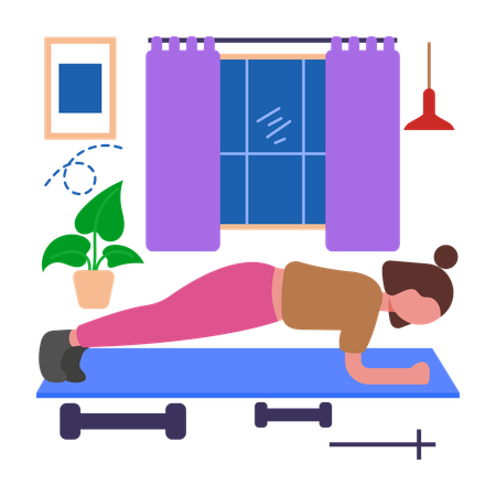 Girl doing Plank Exercise  Illustration
