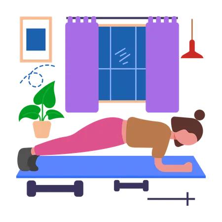 Girl doing Plank Exercise  Illustration