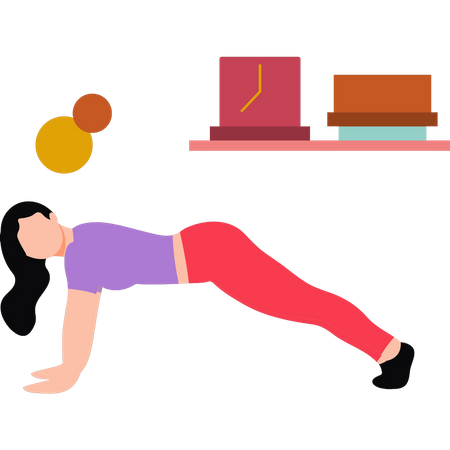 Girl doing plank pose exercise  Illustration