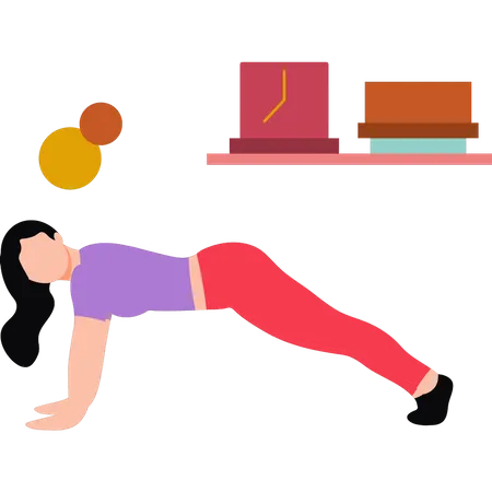 Girl doing plank pose exercise  Illustration