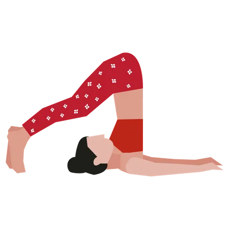Girl doing plow yoga pose  Illustration