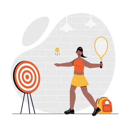 Girl doing practice for tennis  Illustration