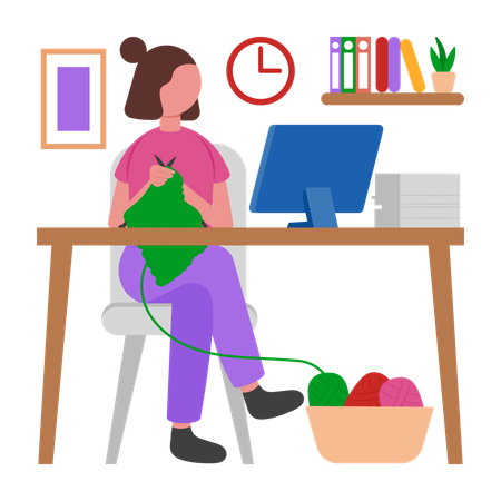 Girl doing Procrastination  Illustration