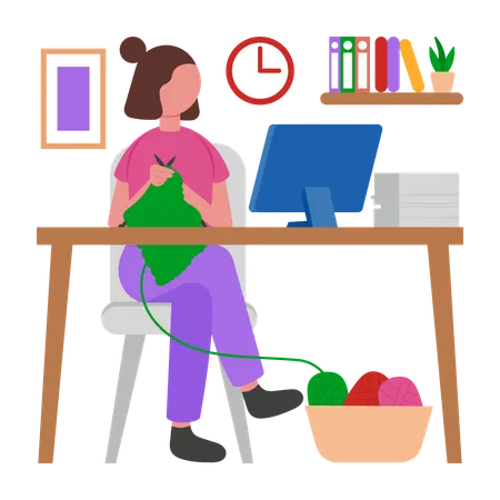 Girl doing Procrastination  Illustration