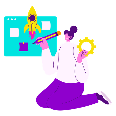 Girl doing Product Development  Illustration