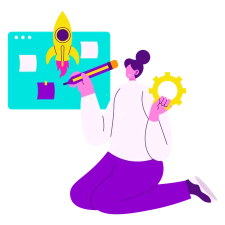 Girl doing Product Development  Illustration