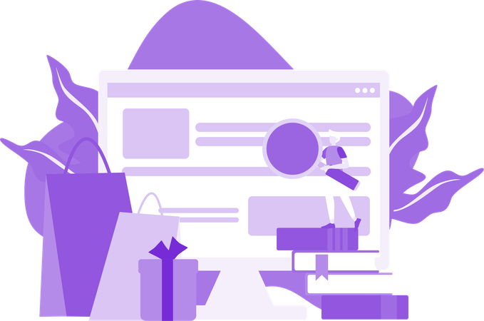 Girl Doing Product Search On Ecommerce  Illustration