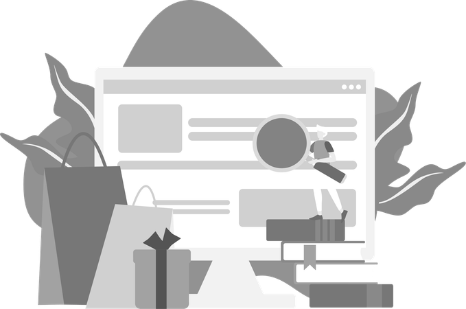 Girl Doing Product Search On Ecommerce  Illustration