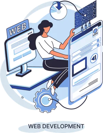 Girl doing programming  Illustration