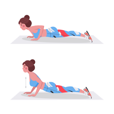 Girl doing push up  Illustration