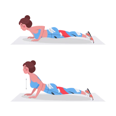 Girl doing push up  Illustration