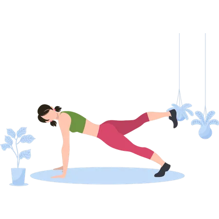 Girl doing push-ups Illustration