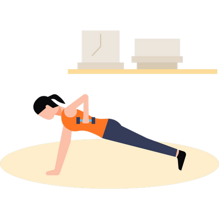 Girl doing push-ups with one hand  Illustration