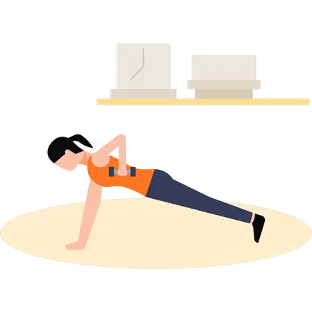 Girl Doing Push Ups With One Hand Illustration