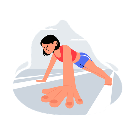 Girl doing pushups  Illustration