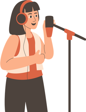 Girl doing radio announcer  Illustration