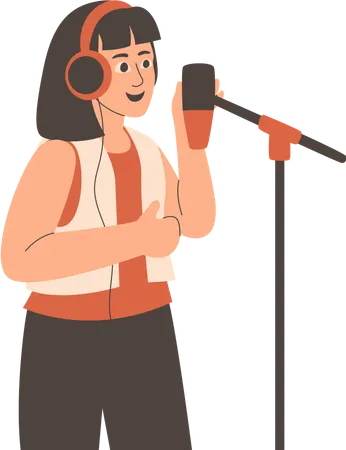 Girl doing radio announcer  Illustration