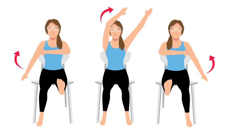 Girl doing Rainbow arms with leg lift  Illustration