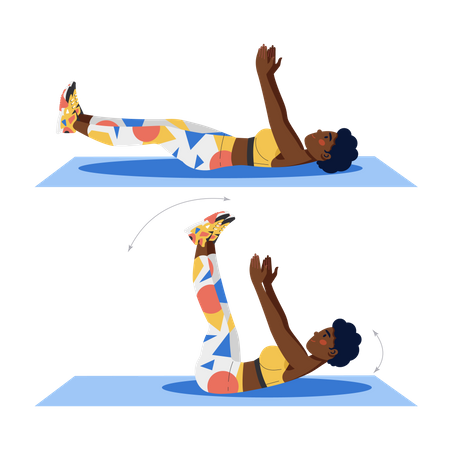 Girl doing Raised leg crunch  Illustration